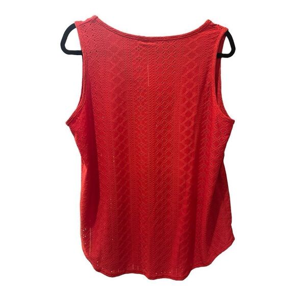 Tank Tops red eyelet Flowy Scoop Neck Loose Fit Tank-Top Sleeveless Cami - Picture 7 of 13